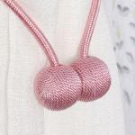 (1 Pair) Magnetic Curtain Tiebacks Curtain Drape Holdbacks Clips Rope.(Pink)