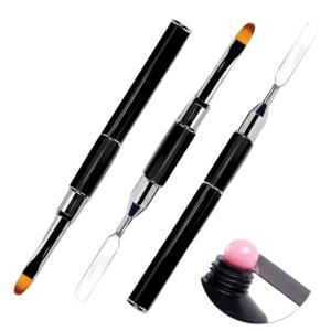 Poly Nail Gel Brush & Picker,Dual - Ended Stainless Steel Gel Nail Brush Tool  1 Pcs