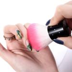 Nail Art Soft Nail Cleaner Brush Mini Stainless Steel Handle Remove Dust Small Multicolor (Pack of 1).