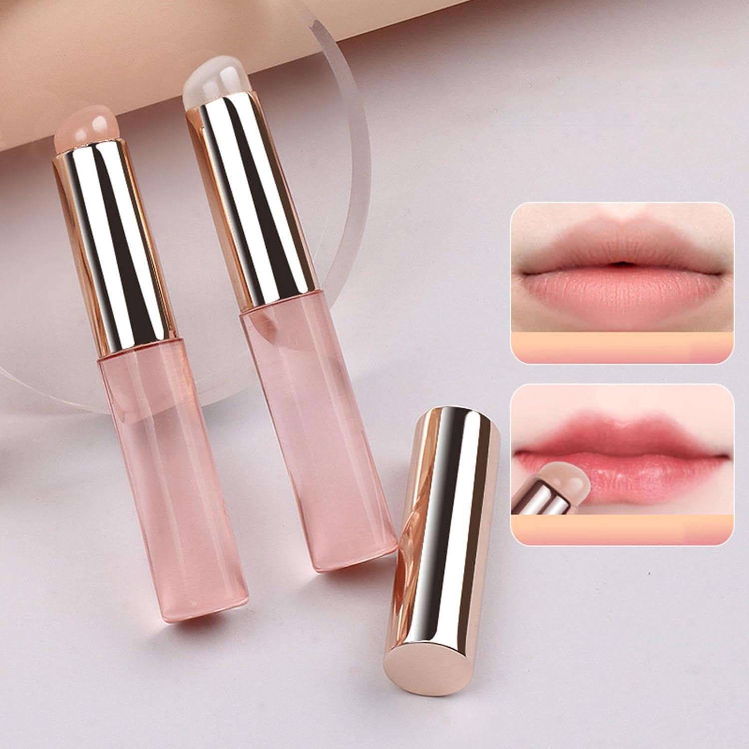 Lipstick Brush Silicone Lip Brush Women.(2 Piece). Glitter Pink