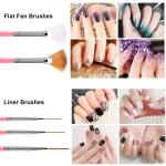 15 pcs Nail Art Brushes Kit (Pink) with 5 pcs Nail Dotting Pens, Multicolor.