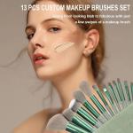 Professional 13pcs Makeup Brushes (Green).
