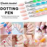 15 pcs Nail Art Brushes Kit (Pink) with 5 pcs Nail Dotting Pens, Multicolor.