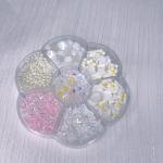 7 in 1  Flowers Nail Charms Chrysanthemum Nail Art Stud Rhinestones Crystal Sequins 3D Colorful s for Women(1 Box)