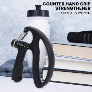 premium D-Shape 10 To 100Kg  Weight Adjustable Professional Counting Hand gripper ( Black).