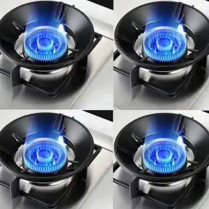 Silver Gas Saver Burner Jali Ring Fire & Windproof (1 Piece) Black\