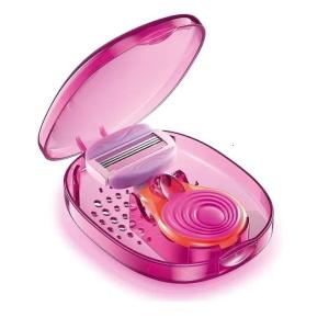 Bikini Saving Razor for Ladies Portable Shaving Kit with 3 Blades, Pink and Blue (Pack of 1).