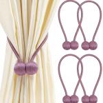 (1 Pair) Curtain Tiebacks Curtain Drape Hold backs Clips Rope Holder Tie Back for Home Bedroom Office (Purple).