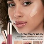 Silicone Lip Brush with Cover Lipstick Makeup Brushes Women ( 2 Piece).Rose Pink & Beige