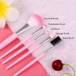 5 PICS Soft Bristles Pink Makeup Mini Brushes Set for Women's & Girl's