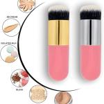 2 Pcs Golden Round Pier Foundation Brush Flat Cream Makeup Brush (1 White & Pink)