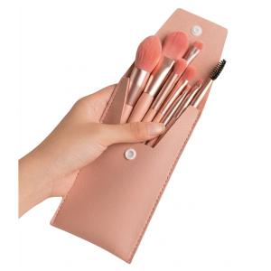 PRIMUM 8 PCS Mini Makeup Brush Set with Case, Portable Foundation Brush Kit Travel,