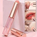 Silicone Lip Brush with Cover Lipstick Makeup Brushes Women (Glitter Pink).2 Piece