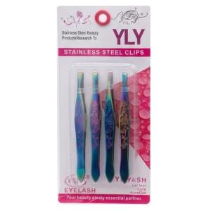 Eyelash Extension Tweezer, Lash Tweezers Ergonomic Stainless Steel Professional (4 set 1 package).