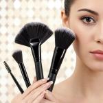Makeup Brush Set with Black Leather Case- BLACK, 24 Pieces